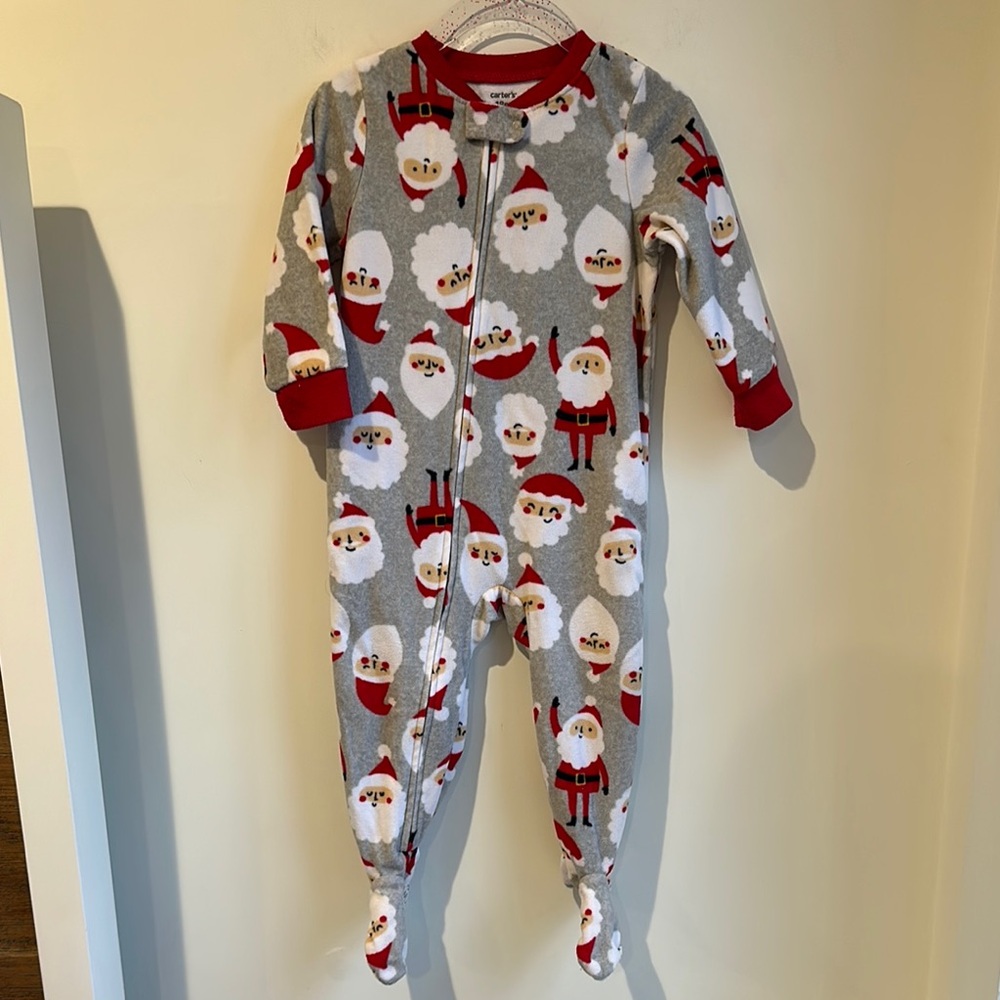 Carter's Gray Santa Footed Onesie